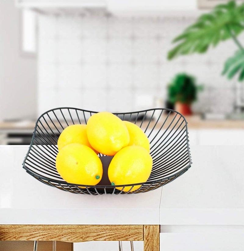 7UYUU Metal Fruit Basket - Black Fruit Bowl for Kitchen Counter - Wire Storage Basket for Vegetable Snack Candy - Square Fruit Holder for Countertop - 10 Inches (Square) - Image 3
